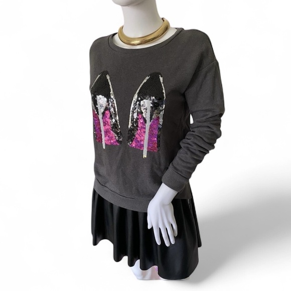 Juicy Couture Vintage Sequins Pump High Heels Gray Long Sleeve Sweater - Picture 14 of 14